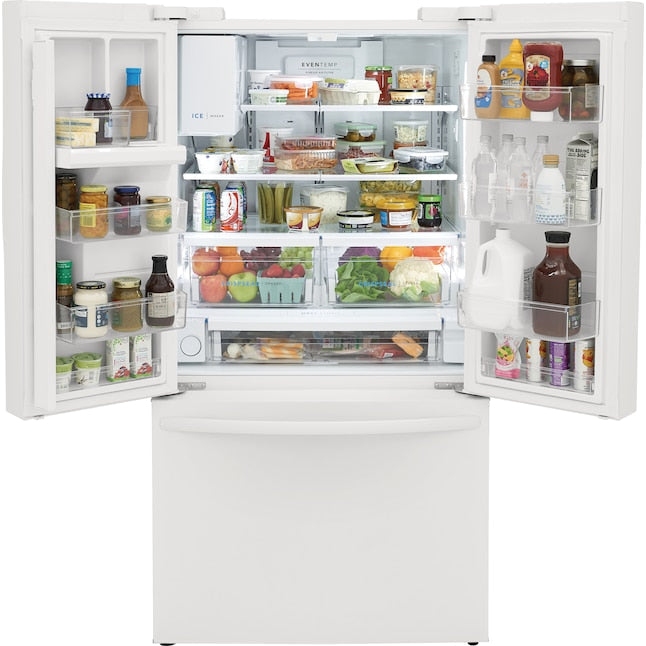 Frigidaire Standard-Depth 27.8-cu ft 3 -Door 36-in Wide French Door Refrigerator with Ice Maker with Water and Ice Dispenser ( White ) ENERGY STAR Certified