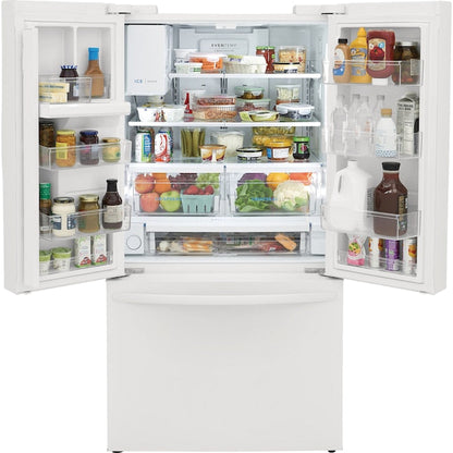 Frigidaire Standard-Depth 27.8-cu ft 3 -Door 36-in Wide French Door Refrigerator with Ice Maker with Water and Ice Dispenser ( White ) ENERGY STAR Certified