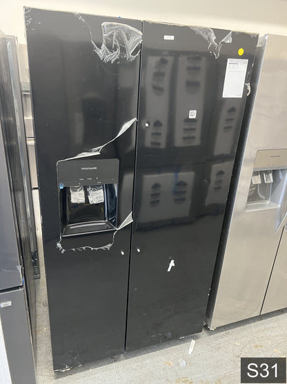 Frigidaire 25.6-cu ft Standard-Depth 36-in Wide Side-by-Side Refrigerator with Ice Maker ,Water and Ice Dispenser ( Black ) ENERGY STAR Certified