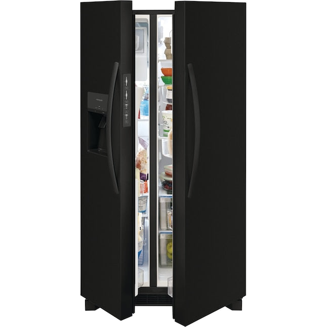Frigidaire 25.6-cu ft Standard-Depth 36-in Wide Side-by-Side Refrigerator with Ice Maker ,Water and Ice Dispenser ( Black ) ENERGY STAR Certified
