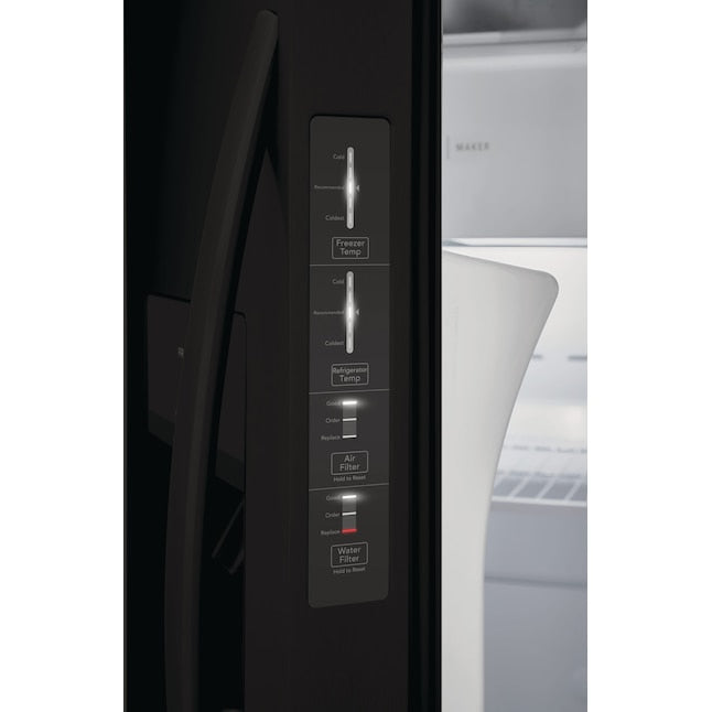 Frigidaire 25.6-cu ft Standard-Depth 36-in Wide Side-by-Side Refrigerator with Ice Maker ,Water and Ice Dispenser ( Black ) ENERGY STAR Certified