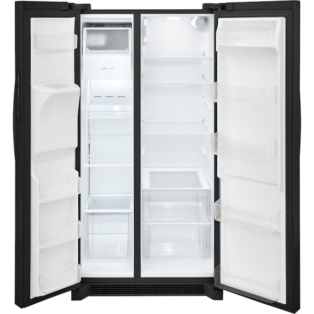 Frigidaire 25.6-cu ft Standard-Depth 36-in Wide Side-by-Side Refrigerator with Ice Maker ,Water and Ice Dispenser ( Black ) ENERGY STAR Certified