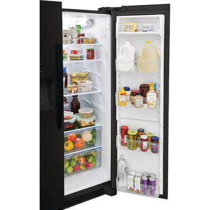 Frigidaire 25.6-cu ft Standard-Depth 36-in Wide Side-by-Side Refrigerator with Ice Maker ,Water and Ice Dispenser ( Black ) ENERGY STAR Certified