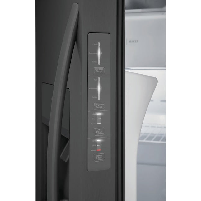 Frigidaire 25.6-cu ft Side-by-Side Refrigerator with Ice Maker ,Water and Ice Dispenser ( Black Stainless Steel ) ENERGY STAR Certified