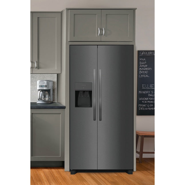 Frigidaire 25.6-cu ft Side-by-Side Refrigerator with Ice Maker ,Water and Ice Dispenser ( Black Stainless Steel ) ENERGY STAR Certified