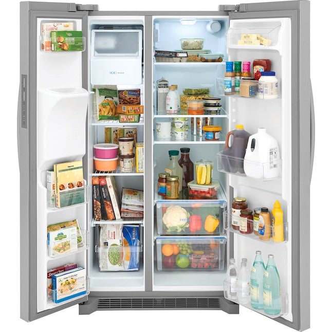 Frigidaire 25.6-cu ft Standard-Depth 36-in Wide Side-by-Side Refrigerator with Ice Maker ,Water and Ice Dispenser ( Stainless steel ) ENERGY STAR Certified
