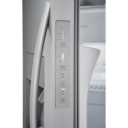 Frigidaire 25.6-cu ft Standard-Depth 36-in Wide Side-by-Side Refrigerator with Ice Maker ,Water and Ice Dispenser ( Stainless steel ) ENERGY STAR Certified