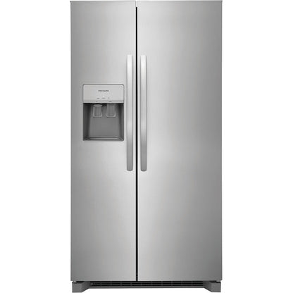 Frigidaire 25.6-cu ft Standard-Depth 36-in Wide Side-by-Side Refrigerator with Ice Maker ,Water and Ice Dispenser ( Stainless steel ) ENERGY STAR Certified