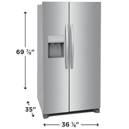 Frigidaire 25.6-cu ft Standard-Depth 36-in Wide Side-by-Side Refrigerator with Ice Maker ,Water and Ice Dispenser ( Stainless steel ) ENERGY STAR Certified
