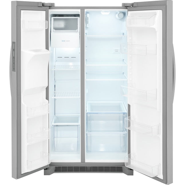 Frigidaire 25.6-cu ft Standard-Depth 36-in Wide Side-by-Side Refrigerator with Ice Maker ,Water and Ice Dispenser ( Stainless steel ) ENERGY STAR Certified