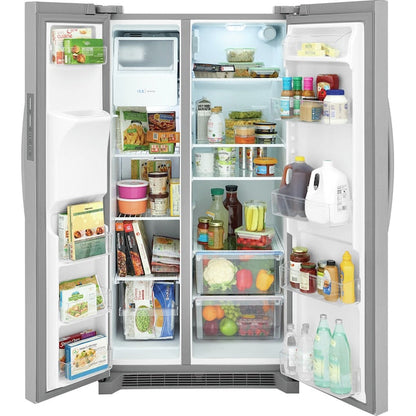 Frigidaire 25.6-cu ft Standard-Depth 36-in Wide Side-by-Side Refrigerator with Ice Maker ,Water and Ice Dispenser ( Stainless steel ) ENERGY STAR Certified