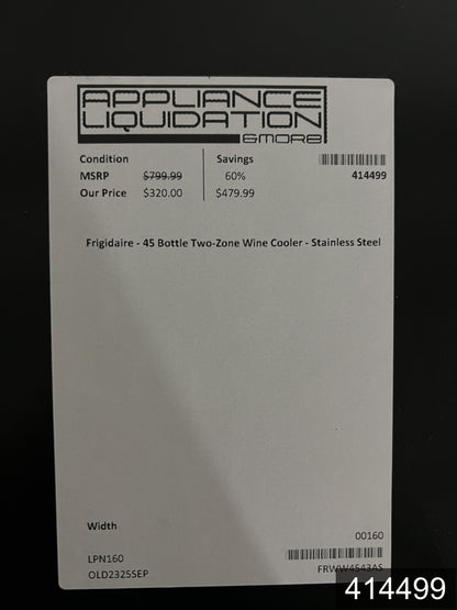 Frigidaire 21.5-in W 45 -Bottles Stainless Steel Dual Zone Cooling Freestanding Indoor Wine Cooler