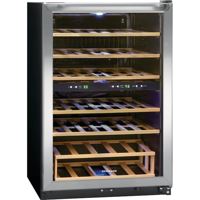 Frigidaire 21.5-in W 45 -Bottles Stainless Steel Dual Zone Cooling Freestanding Indoor Wine Cooler