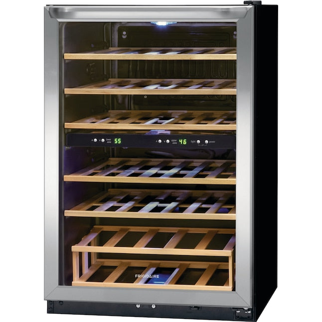 Frigidaire 21.5-in W 45 -Bottles Stainless Steel Dual Zone Cooling Freestanding Indoor Wine Cooler