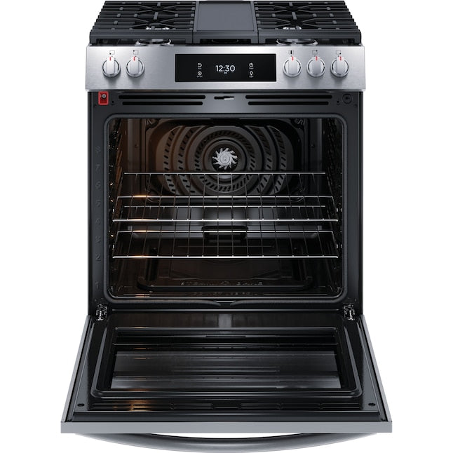Frigidaire Gallery 30-in 5 burners 6-cu ft Air Fry Convection Oven Slide-In Natural Gas Range ( Fingerprint Resistant Stainless Steel )
