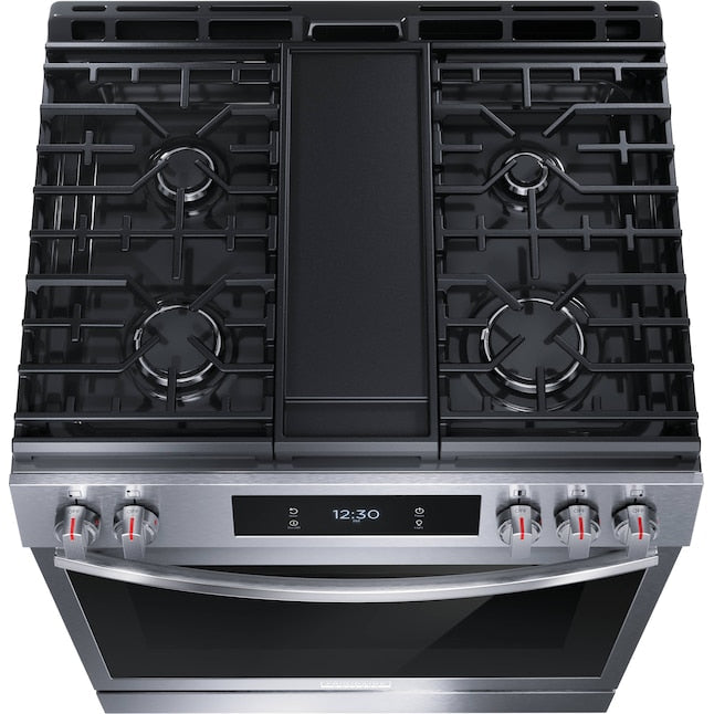 Frigidaire Gallery 30-in 5 burners 6-cu ft Air Fry Convection Oven Slide-In Natural Gas Range ( Fingerprint Resistant Stainless Steel )