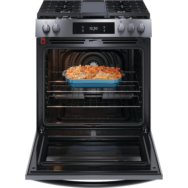 Frigidaire Gallery 30-in 5 burners 6-cu ft Air Fry Convection Oven Slide-In Natural Gas Range ( Fingerprint Resistant Stainless Steel )