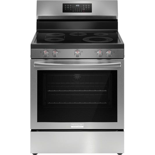 Frigidaire Gallery 30-in Glass Top 5 burners 5.3-cu ft Air Fry Convection Oven Freestanding Electric Range Fingerprint Resistant Stainless Steel )