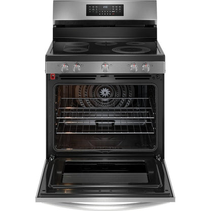 Frigidaire Gallery 30-in Glass Top 5 burners 5.3-cu ft Air Fry Convection Oven Freestanding Electric Range Fingerprint Resistant Stainless Steel )