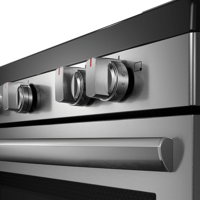 Frigidaire Gallery 30-in Glass Top 5 burners 5.3-cu ft Air Fry Convection Oven Freestanding Electric Range Fingerprint Resistant Stainless Steel )