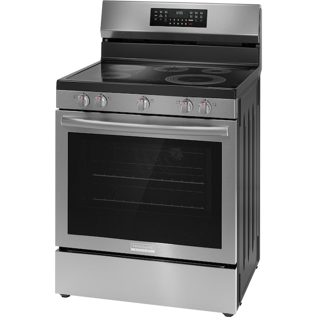 Frigidaire Gallery 30-in Glass Top 5 burners 5.3-cu ft Air Fry Convection Oven Freestanding Electric Range Fingerprint Resistant Stainless Steel )
