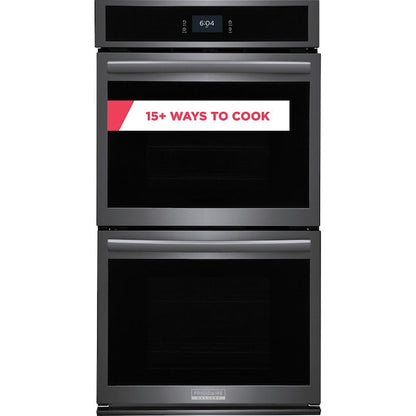 Frigidaire Gallery 27 inch Double Electric Wall Oven with Air Fry Self + Steam Cleaning ( Fingerprint Resistant Black Stainless Steel )