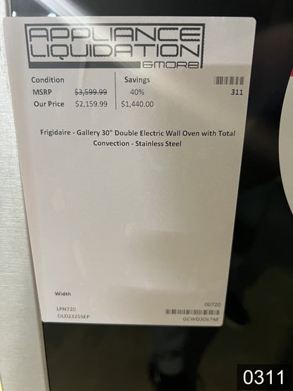 Frigidaire Gallery 30 inch Double Electric Wall Oven with Air Fry Self + Steam Cleaning ( Fingerprint Resistant Stainless Steel )