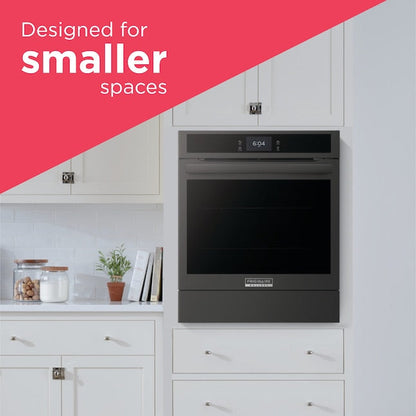Frigidaire Gallery 24 inch Single Electric Wall Oven with Air Fry True Convection and Self + Steam Cleaning ( Black )