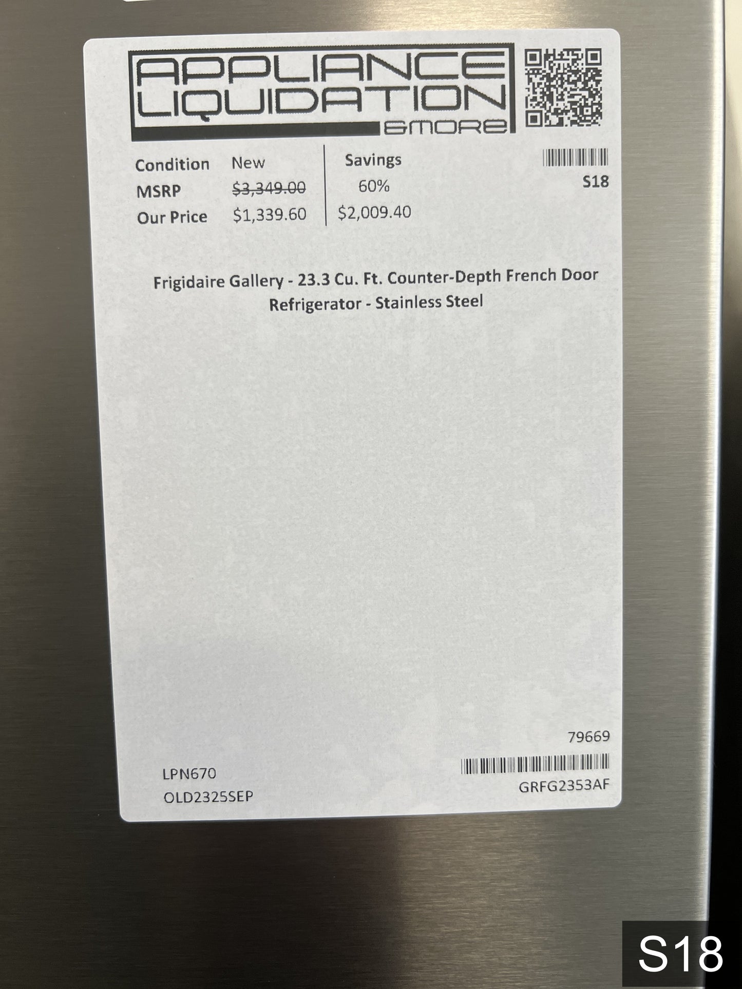 Frigidaire Gallery Counter-Depth 23.3-cu ft 3 -Door 36-in Wide French Door Refrigerator with Ice Maker with Water Dispenser ( Fingerprint Resistant Stainless Steel ) ENERGY STAR Certified