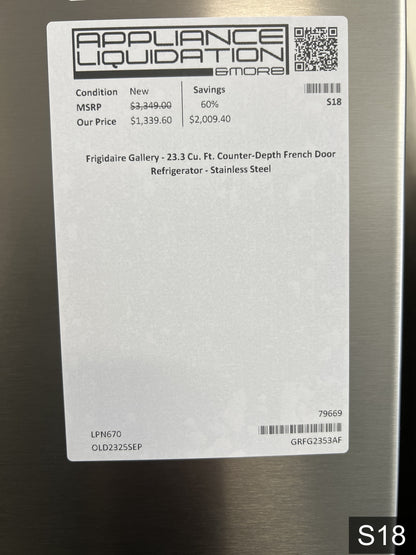 Frigidaire Gallery Counter-Depth 23.3-cu ft 3 -Door 36-in Wide French Door Refrigerator with Ice Maker with Water Dispenser ( Fingerprint Resistant Stainless Steel ) ENERGY STAR Certified