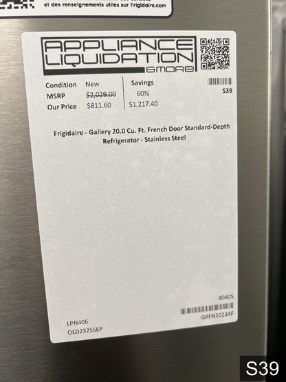 Frigidaire Gallery Standard-Depth 20-cu ft 3 -Door 30-in Wide French Door Refrigerator with Ice Maker with Water Dispenser ( Smudge-Proof Stainless Steel ) ENERGY STAR Certified