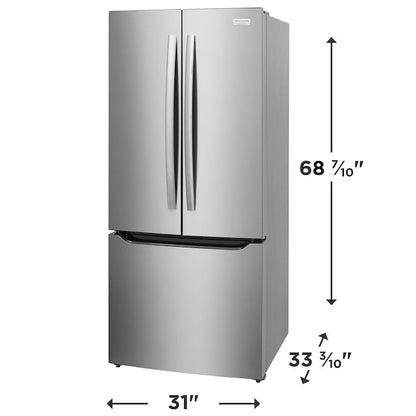 Frigidaire Gallery Standard-Depth 20-cu ft 3 -Door 30-in Wide French Door Refrigerator with Ice Maker with Water Dispenser ( Smudge-Proof Stainless Steel ) ENERGY STAR Certified