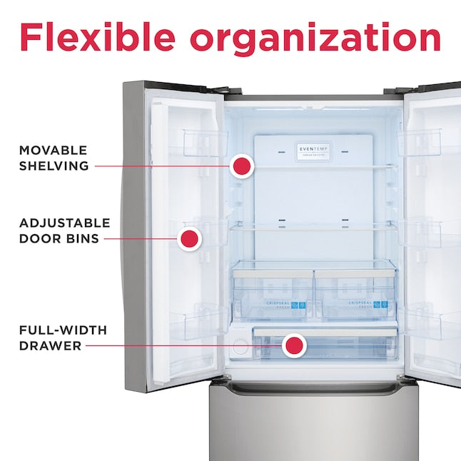 Frigidaire Gallery Standard-Depth 20-cu ft 3 -Door French Door Refrigerator with Ice Maker with Water Dispenser ( Smudge-Proof Stainless Steel ) ENERGY STAR Certified