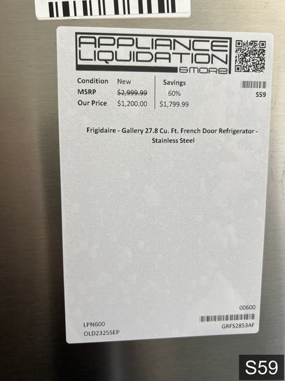 Frigidaire Gallery Standard-Depth 27.8-cu ft 3 -Door 36-in Wide French Door Refrigerator with Dual Ice Maker with Water and Ice Dispenser ( Fingerprint Resistant Stainless Steel ) ENERGY STAR Certified