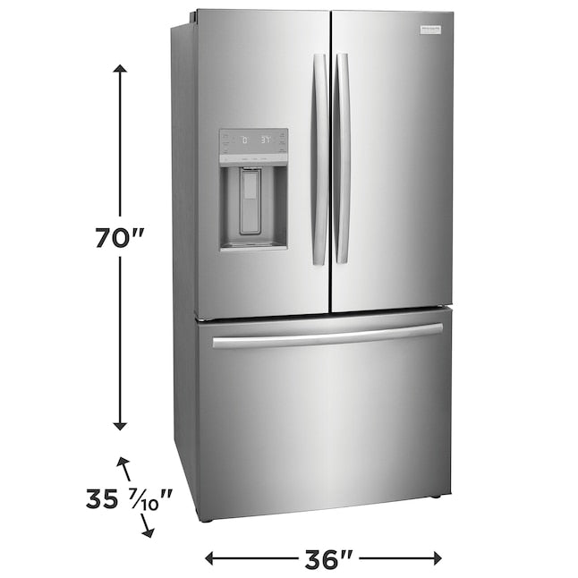 Frigidaire Gallery Standard-Depth 27.8-cu ft 3 -Door 36-in Wide French Door Refrigerator with Dual Ice Maker with Water and Ice Dispenser ( Fingerprint Resistant Stainless Steel ) ENERGY STAR Certified