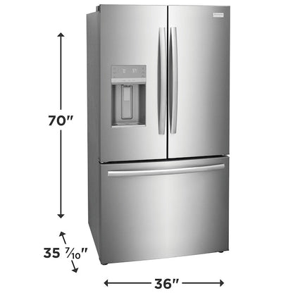 Frigidaire Gallery Standard-Depth 27.8-cu ft 3 -Door 36-in Wide French Door Refrigerator with Dual Ice Maker with Water and Ice Dispenser ( Fingerprint Resistant Stainless Steel ) ENERGY STAR Certified