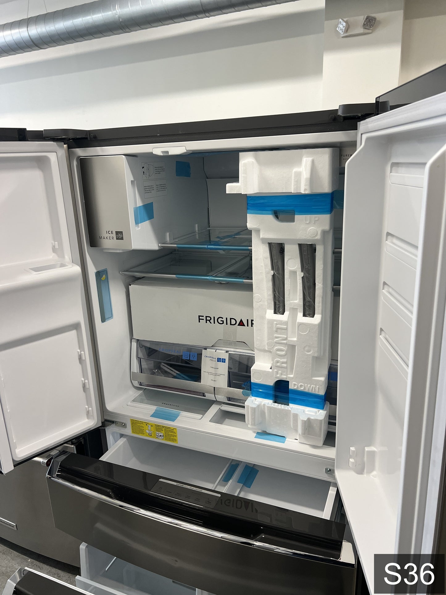 Frigidaire Counter-Depth 21.5-cu ft 4 -Door 36-in Wide French Door Refrigerator with Ice Maker with Water and Ice Dispenser ( Smudge-Proof Stainless Steel ) ENERGY STAR Certified