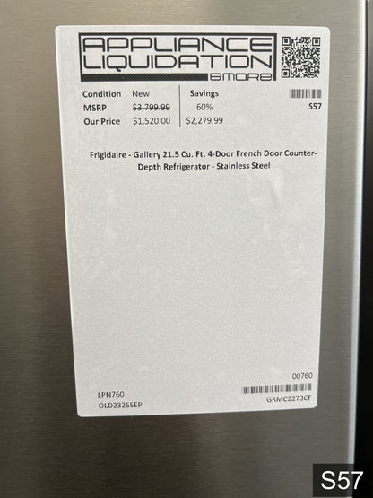 Frigidaire Counter-Depth 21.5-cu ft 4 -Door 36-in Wide French Door Refrigerator with Ice Maker with Water and Ice Dispenser ( Smudge-Proof Stainless Steel ) ENERGY STAR Certified