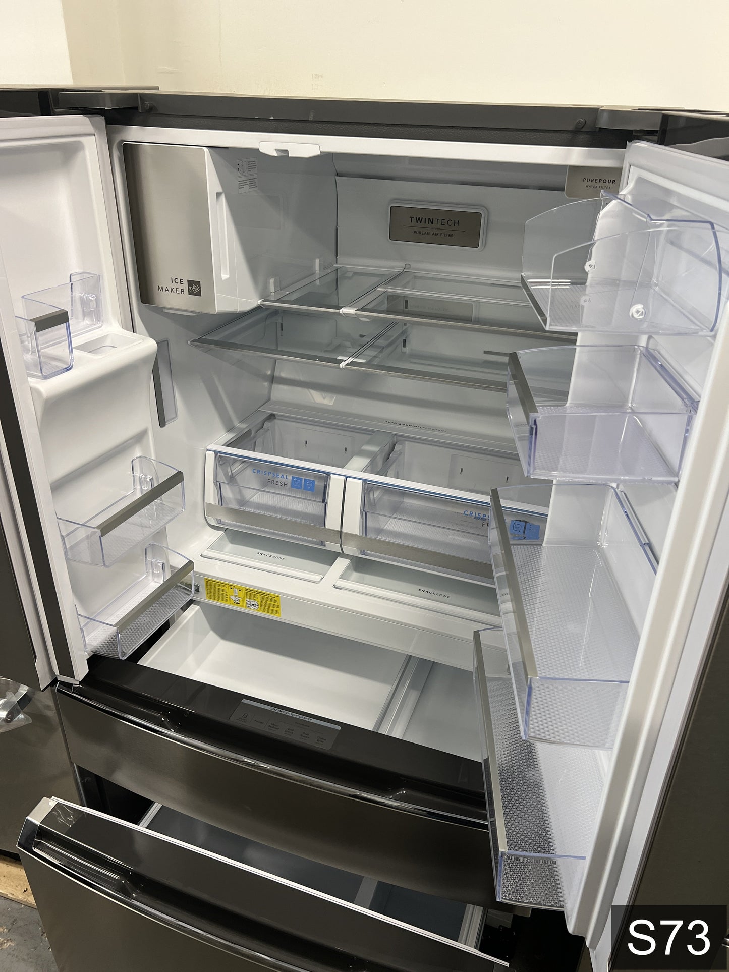 Frigidaire Counter-Depth 21.5-cu ft 4 -Door 36-in Wide French Door Refrigerator with Ice Maker with Water and Ice Dispenser ( Smudge-Proof Stainless Steel ) ENERGY STAR Certified