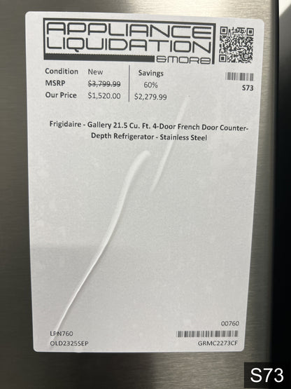 Frigidaire Counter-Depth 21.5-cu ft 4 -Door 36-in Wide French Door Refrigerator with Ice Maker with Water and Ice Dispenser ( Smudge-Proof Stainless Steel ) ENERGY STAR Certified
