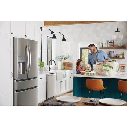 Frigidaire Counter-Depth 21.5-cu ft 4 -Door 36-in Wide French Door Refrigerator with Ice Maker with Water and Ice Dispenser ( Smudge-Proof Stainless Steel ) ENERGY STAR Certified