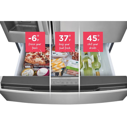 Frigidaire Counter-Depth 21.5-cu ft 4 -Door 36-in Wide French Door Refrigerator with Ice Maker with Water and Ice Dispenser ( Smudge-Proof Stainless Steel ) ENERGY STAR Certified