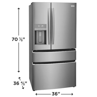 Frigidaire Gallery Standard-Depth 26.3-cu ft 4 -Door 36-in Wide French Door Refrigerator with Ice Maker with Water and Ice Dispenser ( Fingerprint Resistant Stainless Steel ) ENERGY STAR Certified