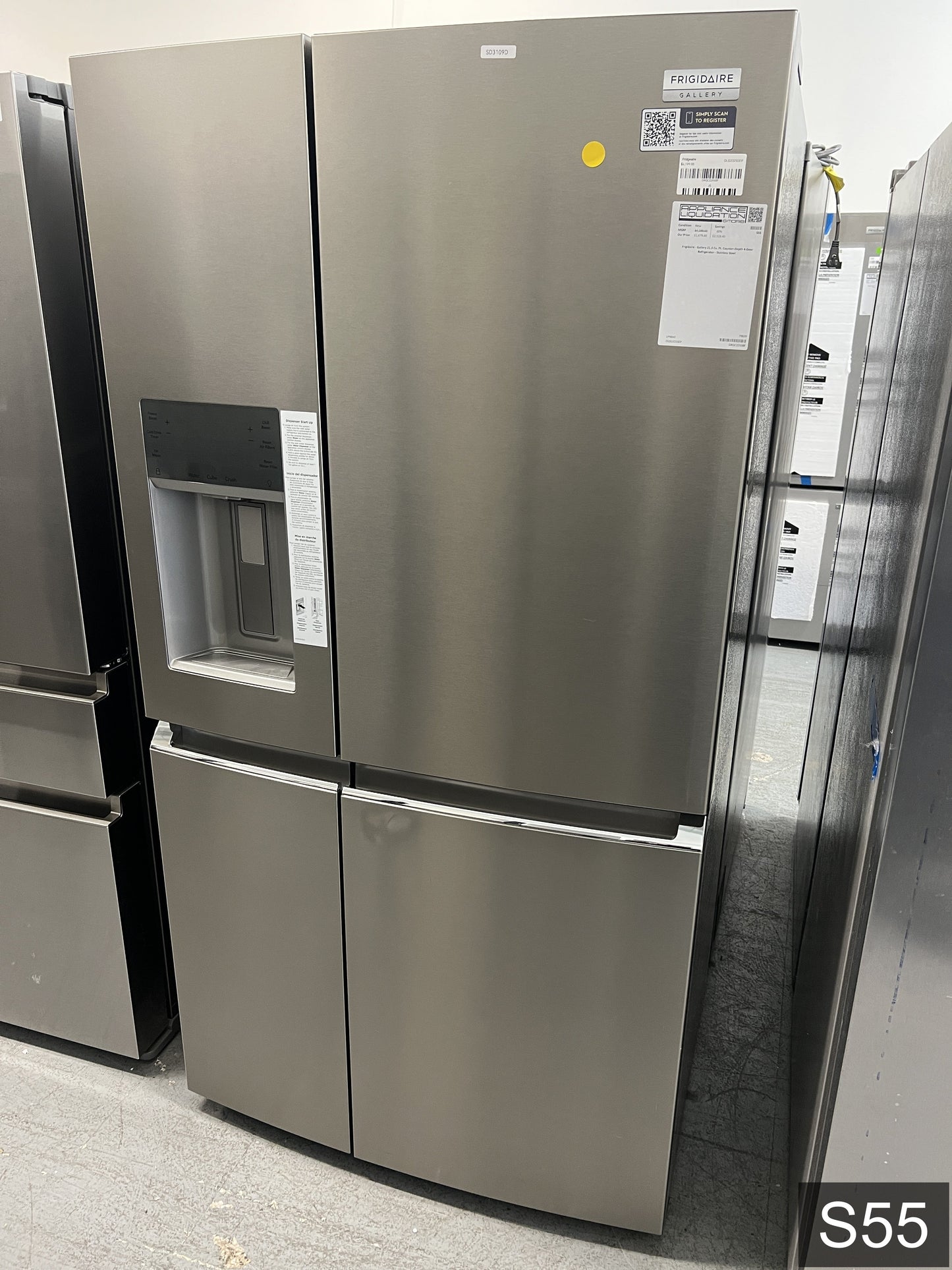 Frigidaire Gallery Counter-Depth 21.5-cu ft 4 -Door 36-in Wide French Door Refrigerator with Ice Maker with Water and Ice Dispenser ( Fingerprint Resistant Stainless Steel ) ENERGY STAR Certified