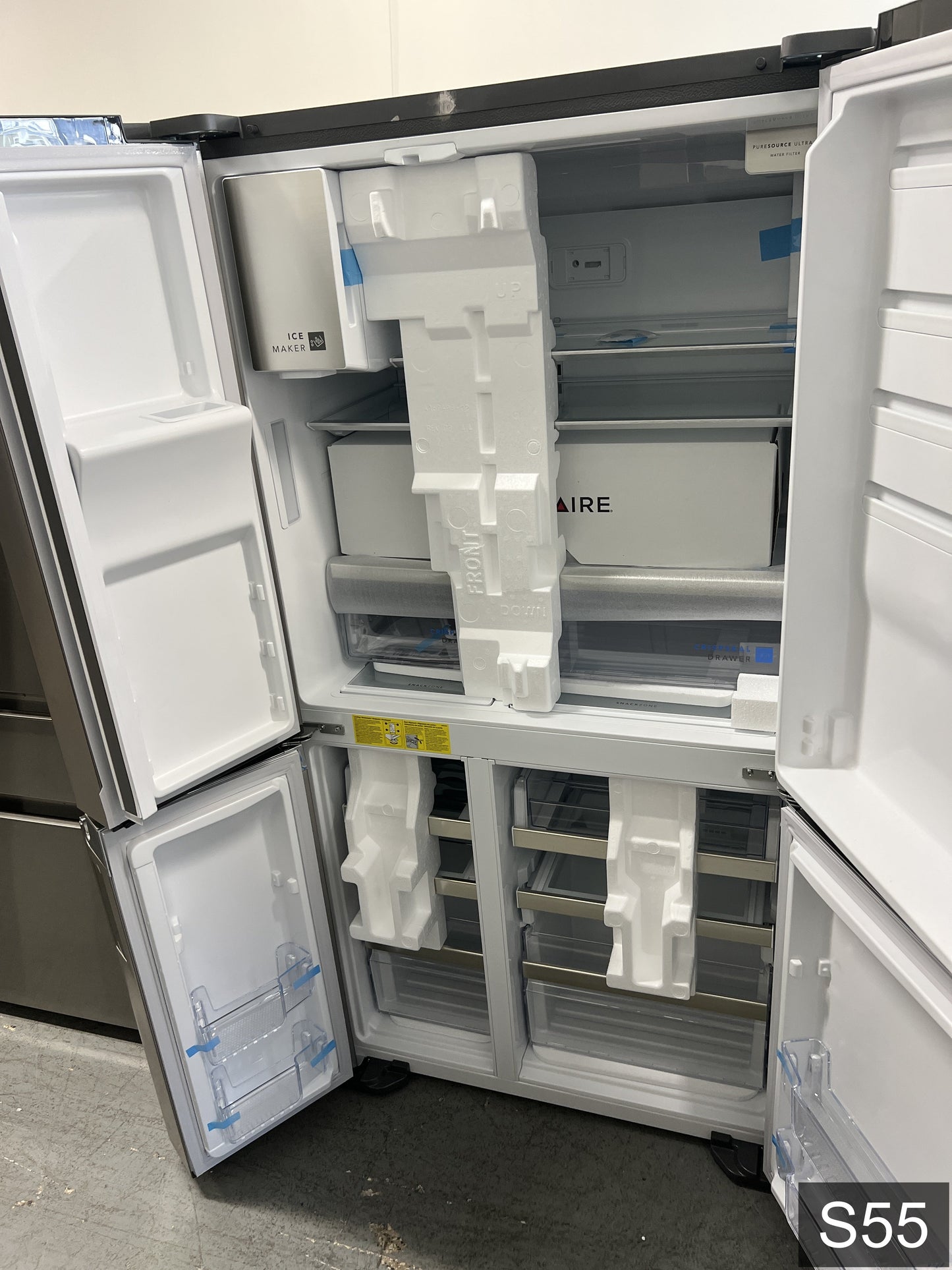 Frigidaire Gallery Counter-Depth 21.5-cu ft 4 -Door 36-in Wide French Door Refrigerator with Ice Maker with Water and Ice Dispenser ( Fingerprint Resistant Stainless Steel ) ENERGY STAR Certified