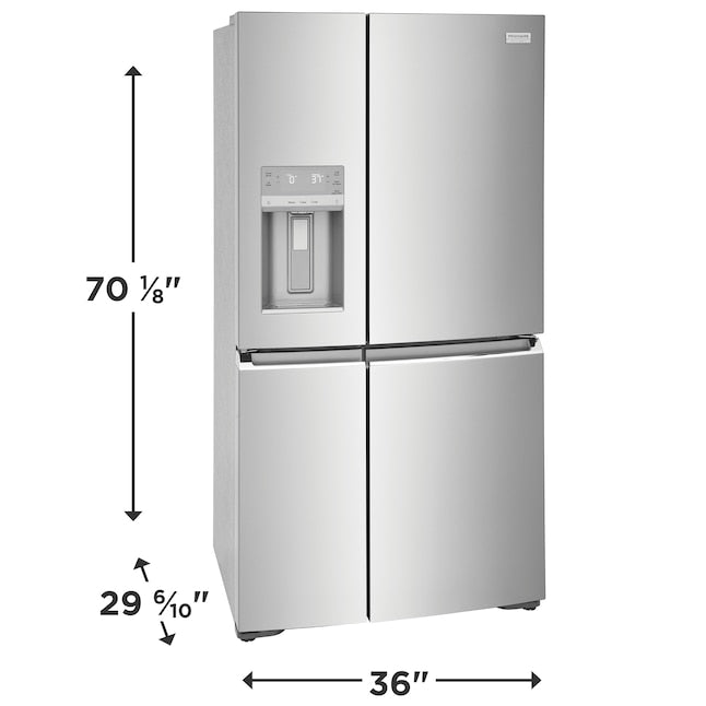 Frigidaire Gallery Counter-Depth 21.5-cu ft 4 -Door 36-in Wide French Door Refrigerator with Ice Maker with Water and Ice Dispenser ( Fingerprint Resistant Stainless Steel ) ENERGY STAR Certified