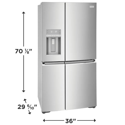 Frigidaire Gallery Counter-Depth 21.5-cu ft 4 -Door 36-in Wide French Door Refrigerator with Ice Maker with Water and Ice Dispenser ( Fingerprint Resistant Stainless Steel ) ENERGY STAR Certified