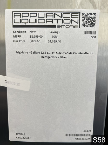 Frigidaire Gallery 22.3-cu ft Counter-Depth 36-in Wide Side-by-Side Refrigerator with Ice Maker ,Water and Ice Dispenser ( Fingerprint Resistant Stainless Steel ) ENERGY STAR Certified