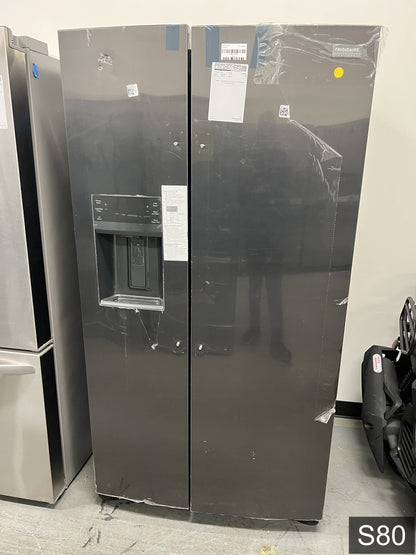 Frigidaire Gallery 25.6-cu ft Standard-Depth 36-in Wide Side-by-Side Refrigerator with Ice Maker ,Water and Ice Dispenser ( Fingerprint Resistant Black Stainless Steel ) ENERGY STAR Certified