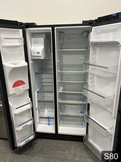 Frigidaire Gallery 25.6-cu ft Standard-Depth 36-in Wide Side-by-Side Refrigerator with Ice Maker ,Water and Ice Dispenser ( Fingerprint Resistant Black Stainless Steel ) ENERGY STAR Certified